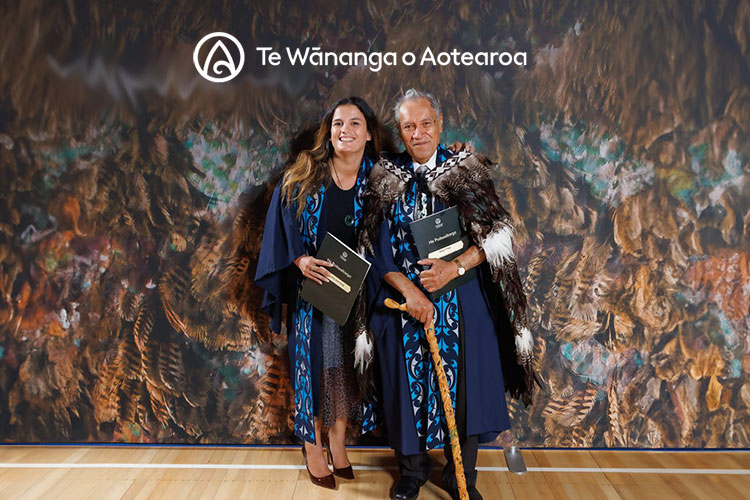 Rangi Hinga, recipient of the 2023 Tāne Taylor Award and his moko, Elizabeth Kingi.