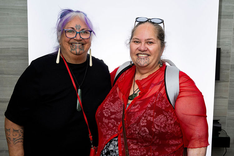 Dr Te Rita Papesch and Haani Huata-Allen, mother and daughter together at Hui Taumata 2024.