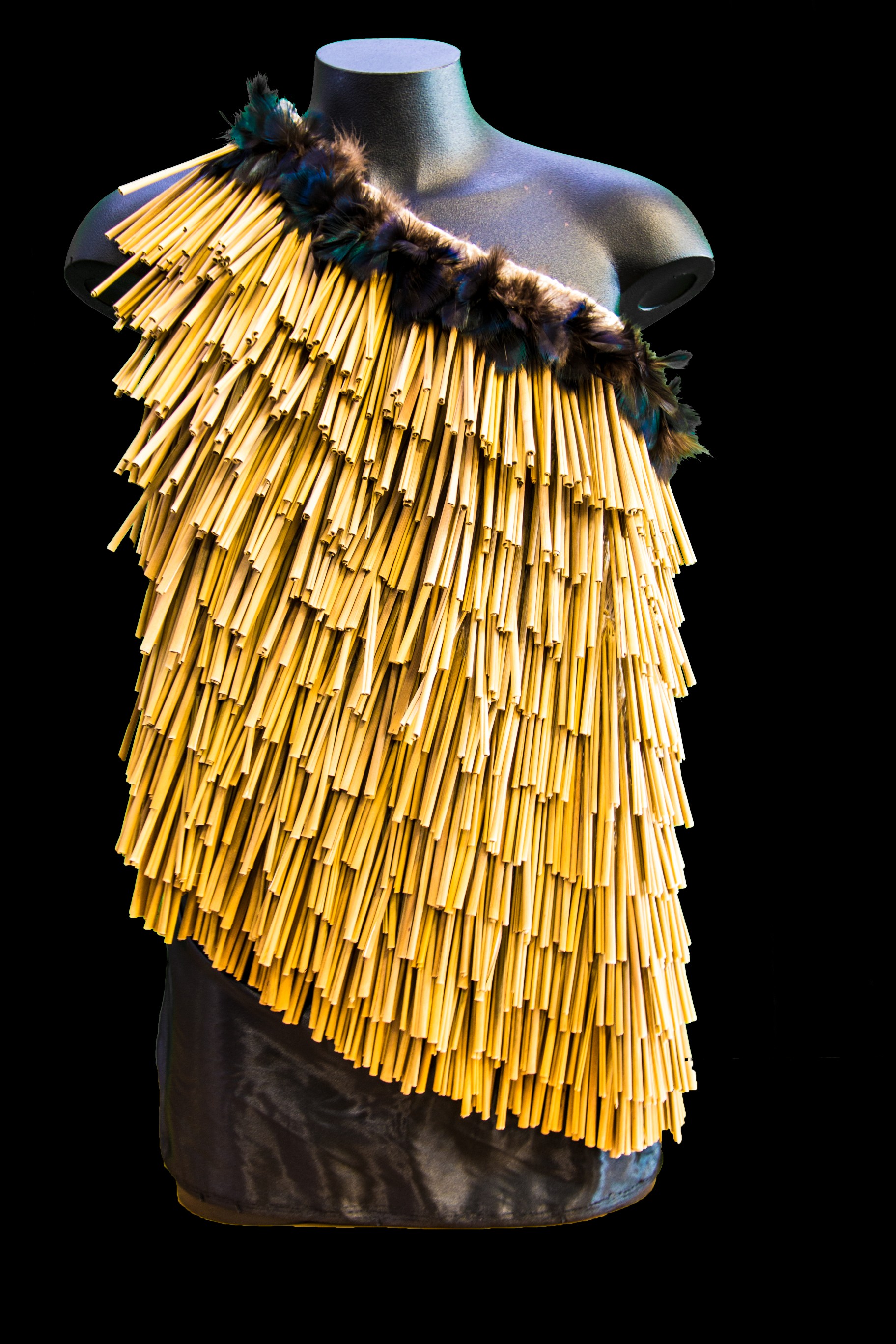 Nadya Rapata pākē or traditional Māori raincoat