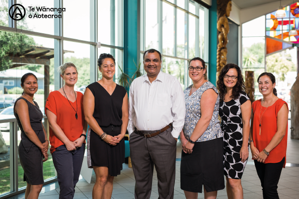 Falguni Shah, Krystle Phillips, Alieta Waitoa, Atul Gupta, Cherie Cavanagh, Tumutahua Tracey Hook and Lana Maughan.